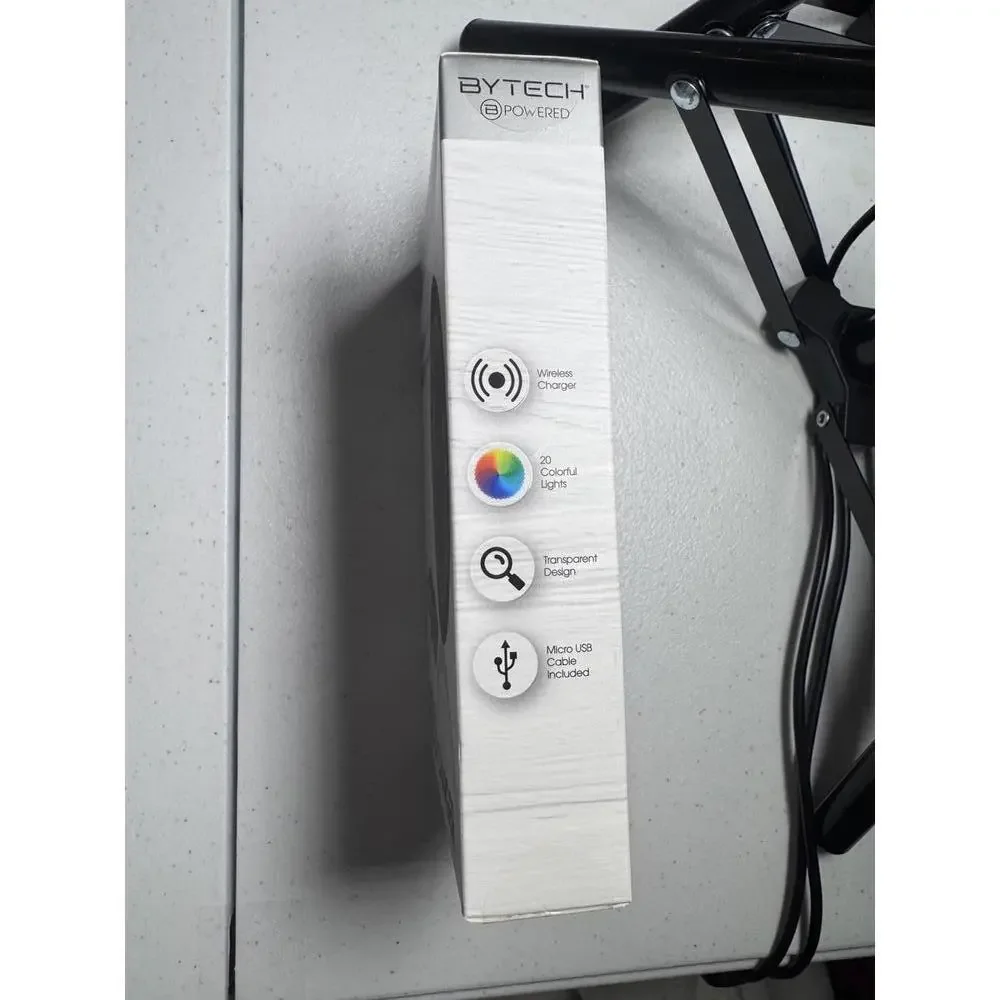 Bytech Translucent Wireless Charger with 20 Colorful Lights
